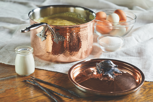 Italian Pastry Cream prepared and served in a Ruffoni Opus Cupra Saucepan