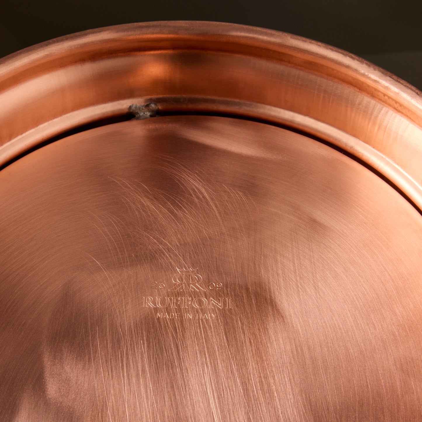 Ruffoni Made in Italy brand logo stamped under Historia hammered copper small wine Bucket for authenticity