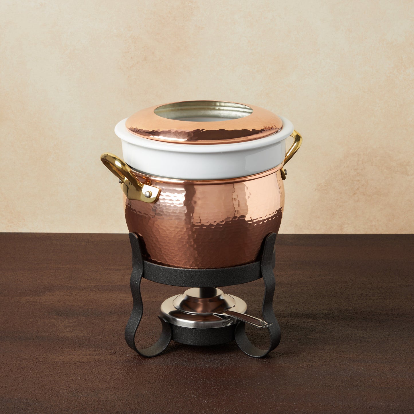 Hammered copper 11 Piece Foundue Michelle Set from Ruffoni Historia collection