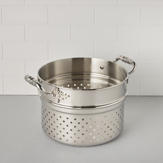 Ruffoni stainless steel insert for cooking pasta with the Opus Prima 6qt Stockpot