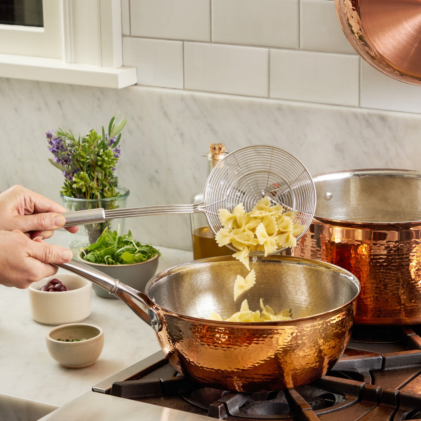 Chef's pan in hammered copper with stainless steel lining from Ruffoni