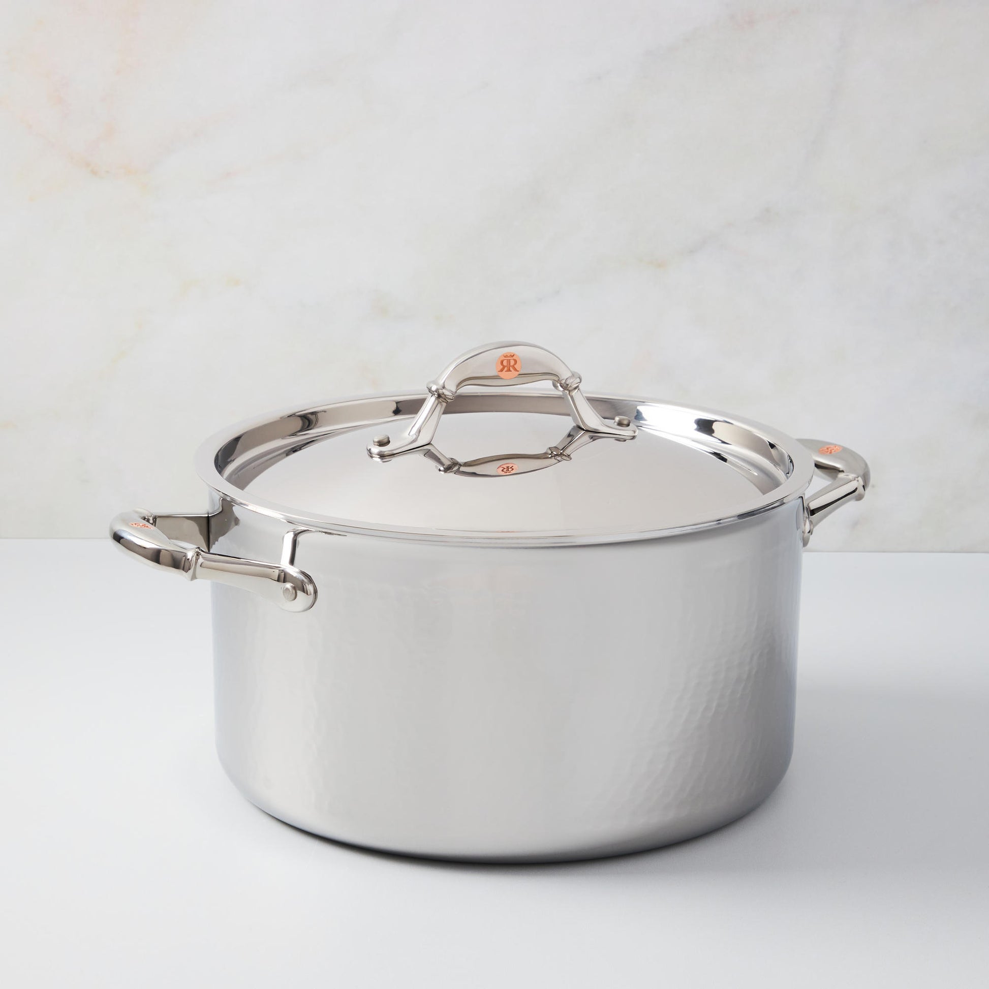 Hammered clad stainless steel stockpot with lid from Ruffoni