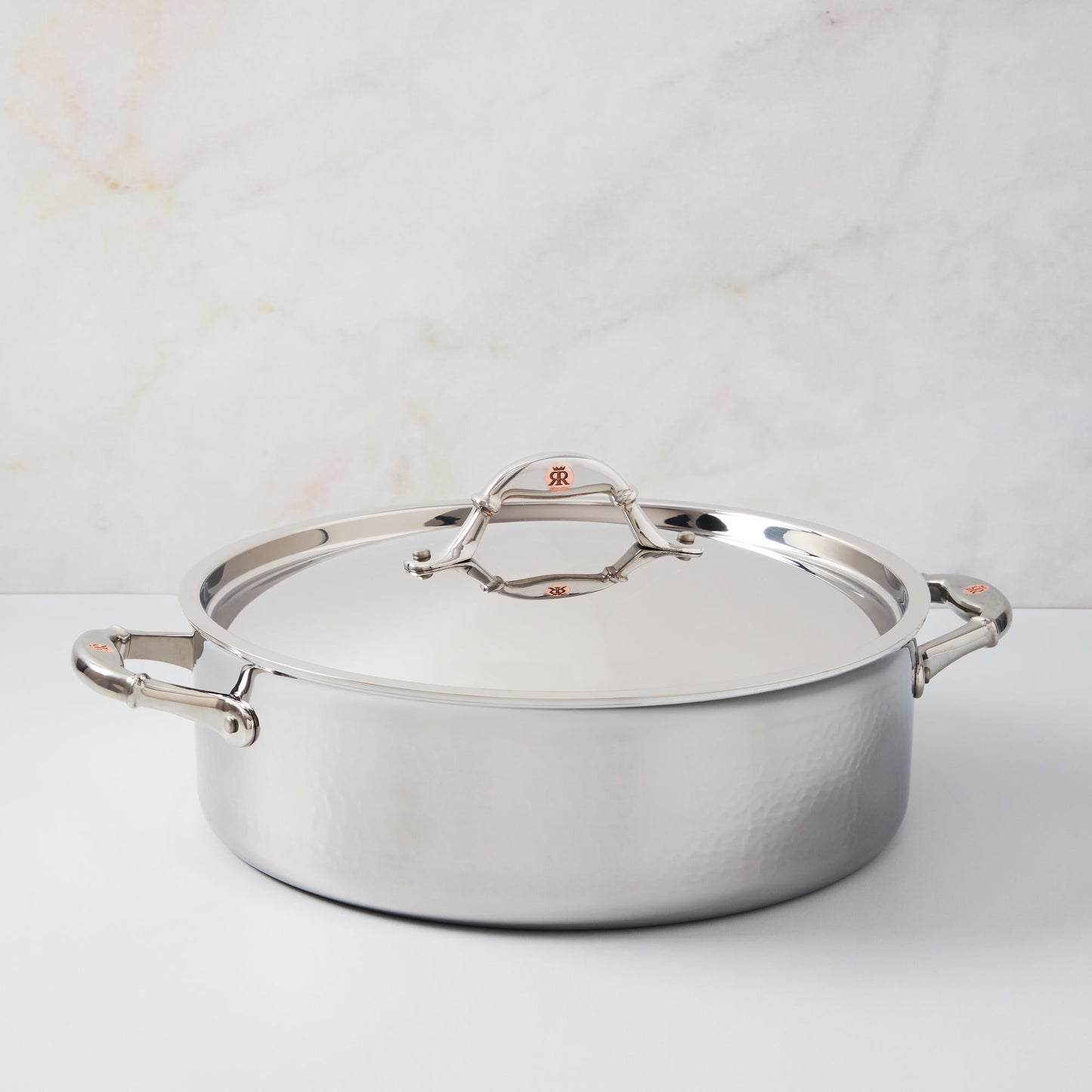Hammered clad stainless steel braiser with lid from Ruffoni