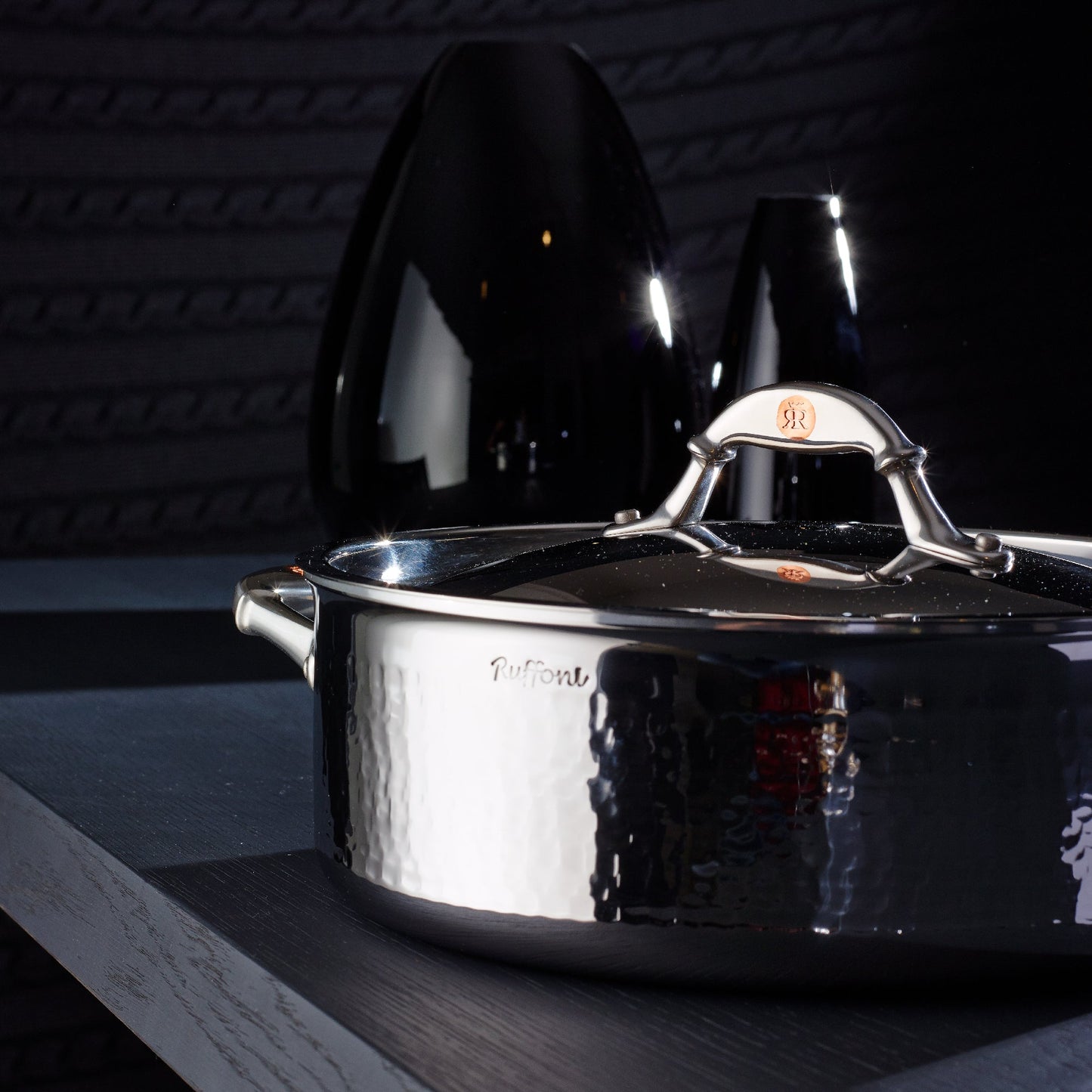 Hammered clad stainless steel braiser with lid from Ruffoni