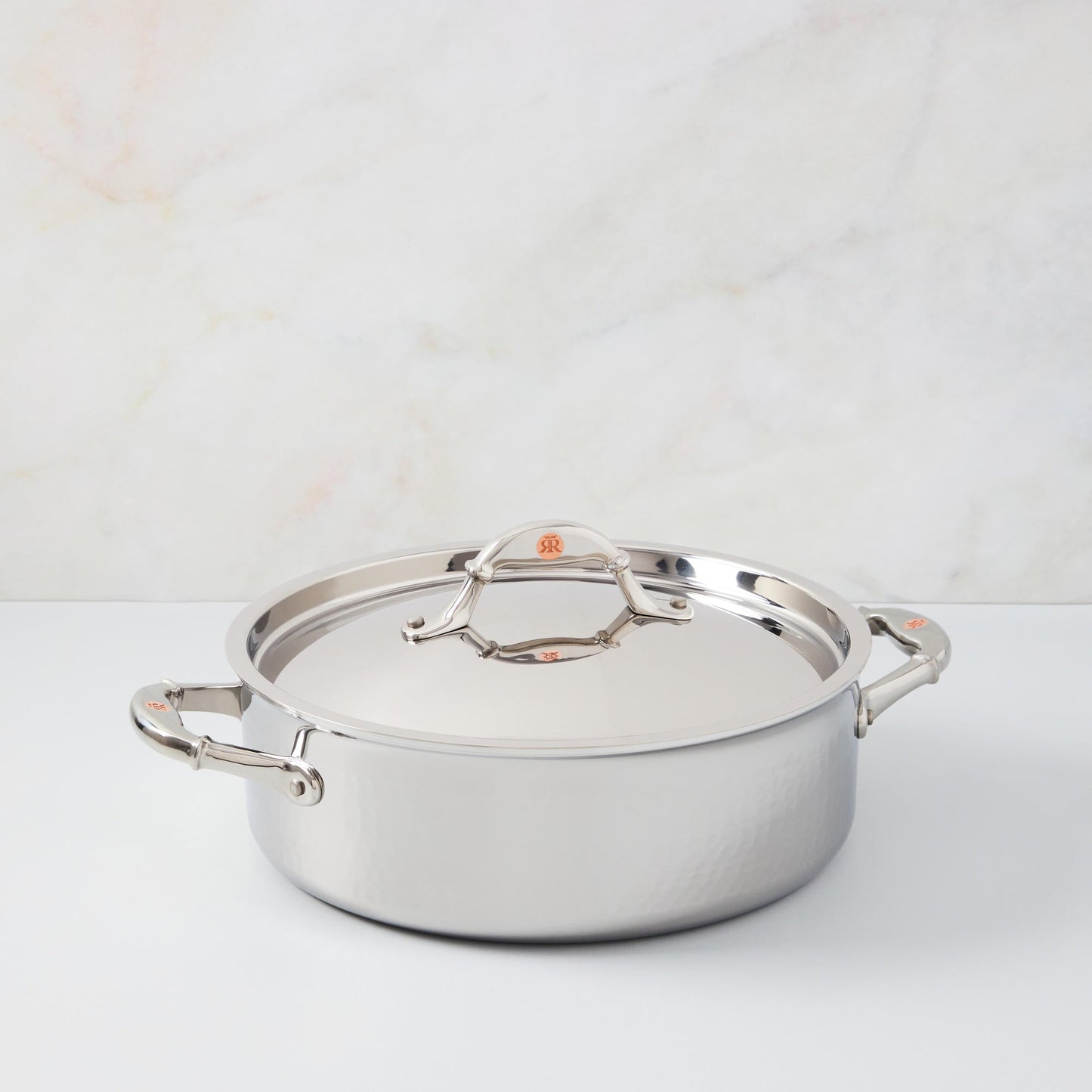 Hammered clad stainless steel braiser with lid from Ruffoni