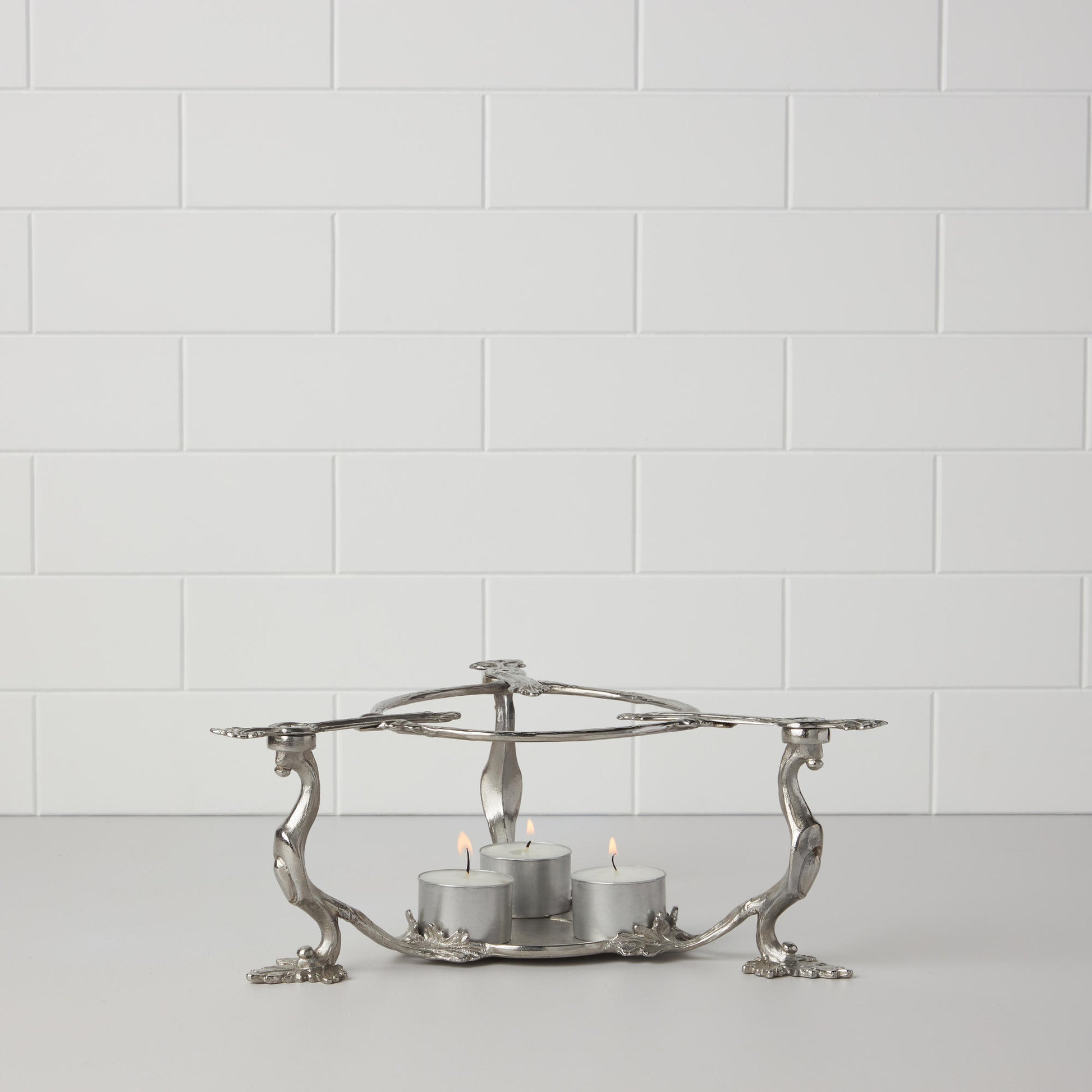 Stainless Steel warming stand for gel and candle by Ruffoni