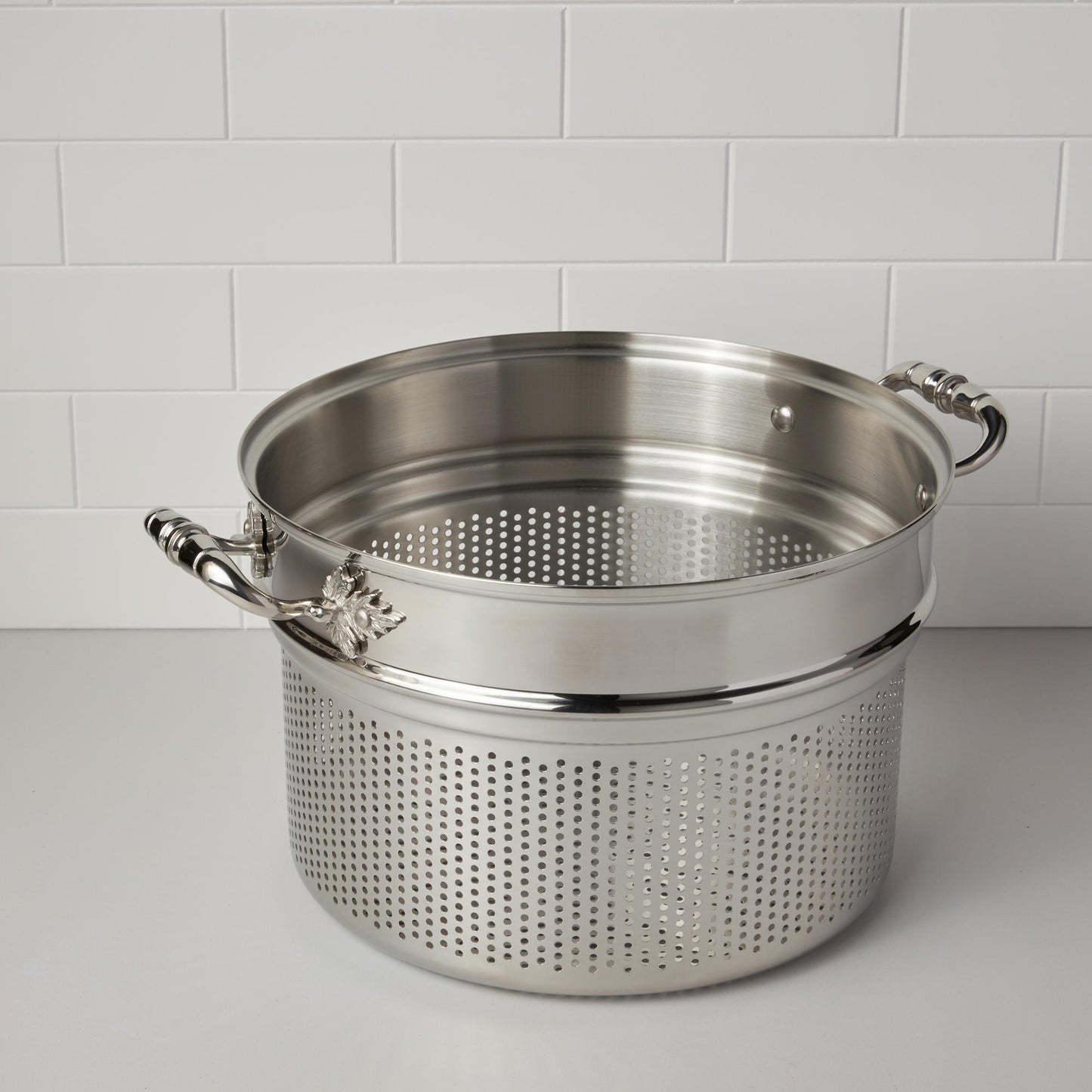 Ruffoni stainless steel insert for cooking pasta with the Opus Prima and Opus Cupra 8 qt stockpots