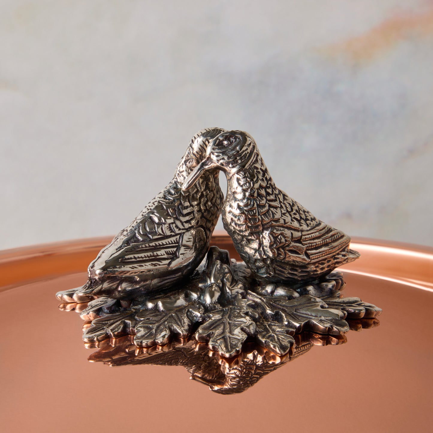 Opus Cupra hammered copper with stainless steel lining and decorated silver-plated lid knob finial from Ruffoni