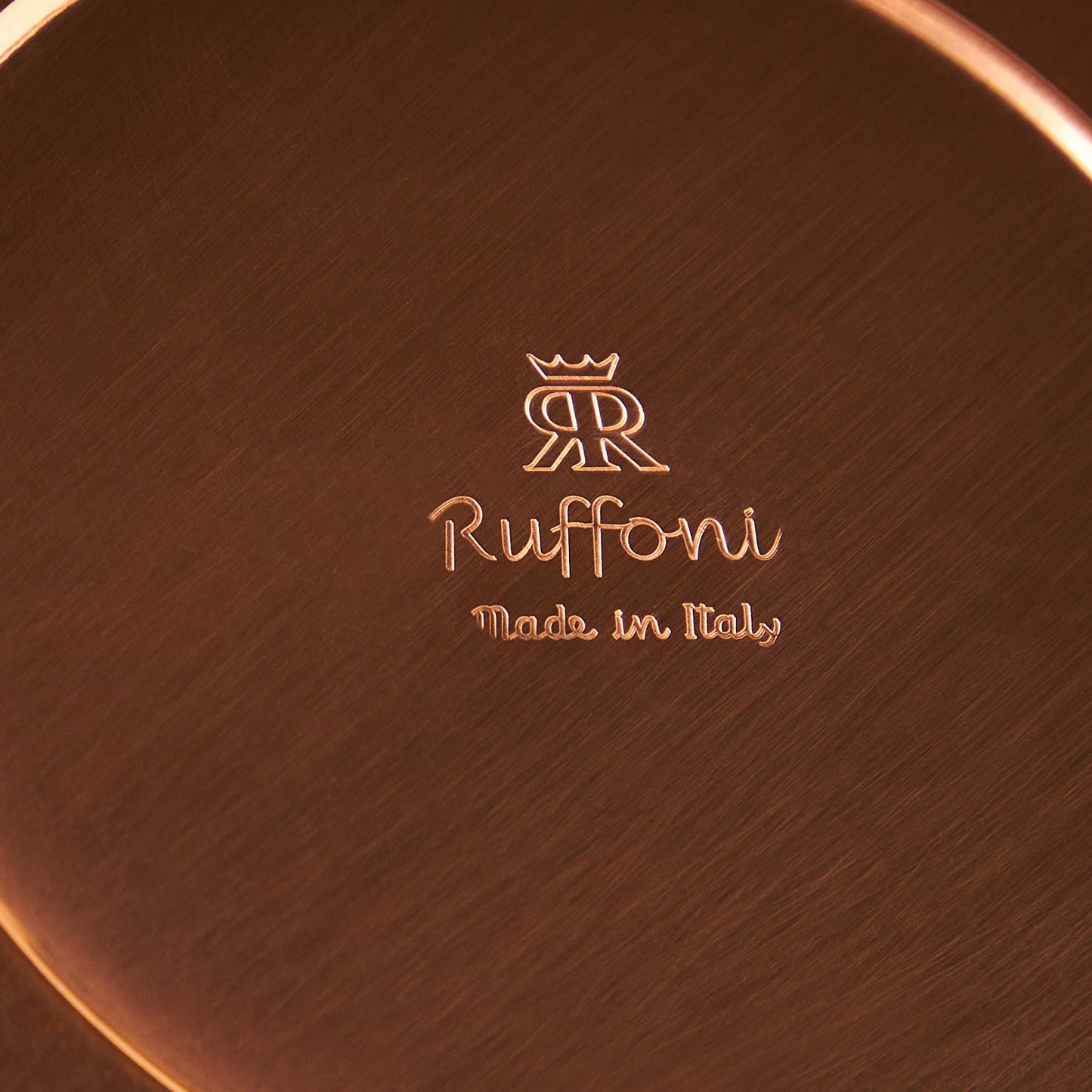 Ruffoni Made in Italy brand logo stamped under Historia hammered copper 3.5 Qt Round Wine Bucket for authenticity