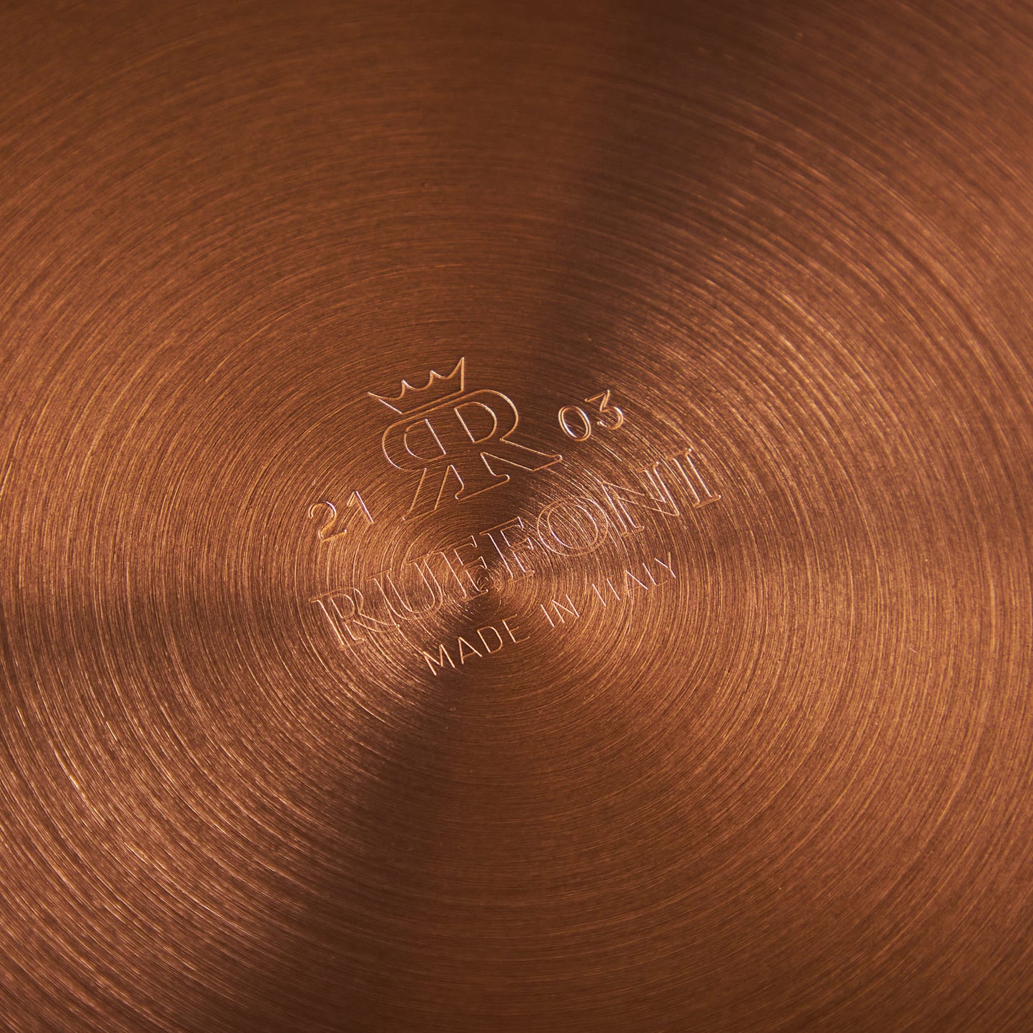 Ruffoni Made in Italy brand logo stamped under Historia hammered copper Oval Gratin for authenticity