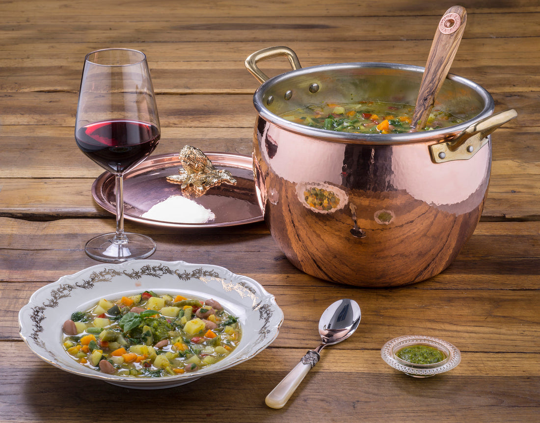 Minestrone with basil pesto