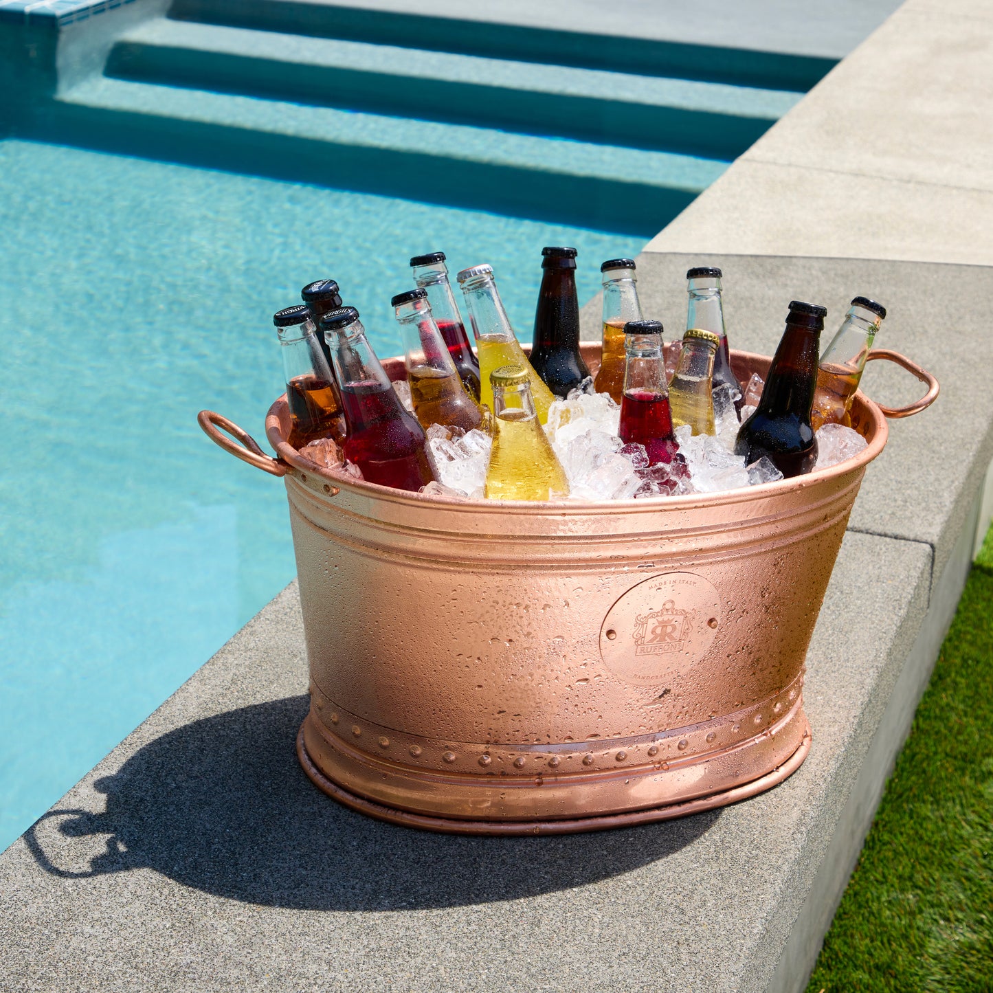 Hammered copper Large Ice Bucket, copper  handles, from Ruffoni Historia collection