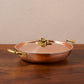 Ruffoni Olivia Cupra 12inch serving frying pan copper cookware with stainless steel lining, brass handles and decorated lids with brass olive and leaf knob finials