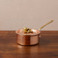 Ruffoni Olivia Cupra 1.5qt saucepan copper cookware with stainless steel lining, brass handles and decorated lids with brass olive and leaf knob finials