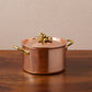 Ruffoni Olivia Cupra 4qt soup pot copper cookware with stainless steel lining, brass handles and decorated lids with brass olive and leaf knob finials
