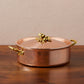 Ruffoni Olivia Cupra 5qt braiser copper cookware with stainless steel lining, brass handles and decorated lids with brass olive and leaf knob finials