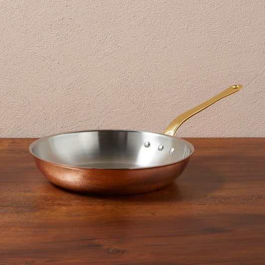 Ruffoni Olivia Cupra 10-inch frying pan copper cookware with stainless steel lining, brass handles