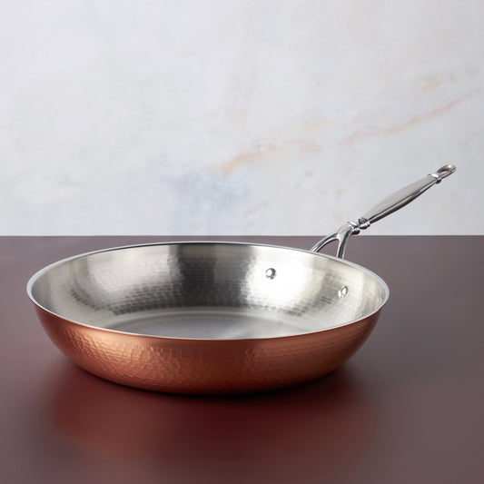 12" Frying Pan  Opus Cupra hammered copper with stainless steel lining from Ruffoni