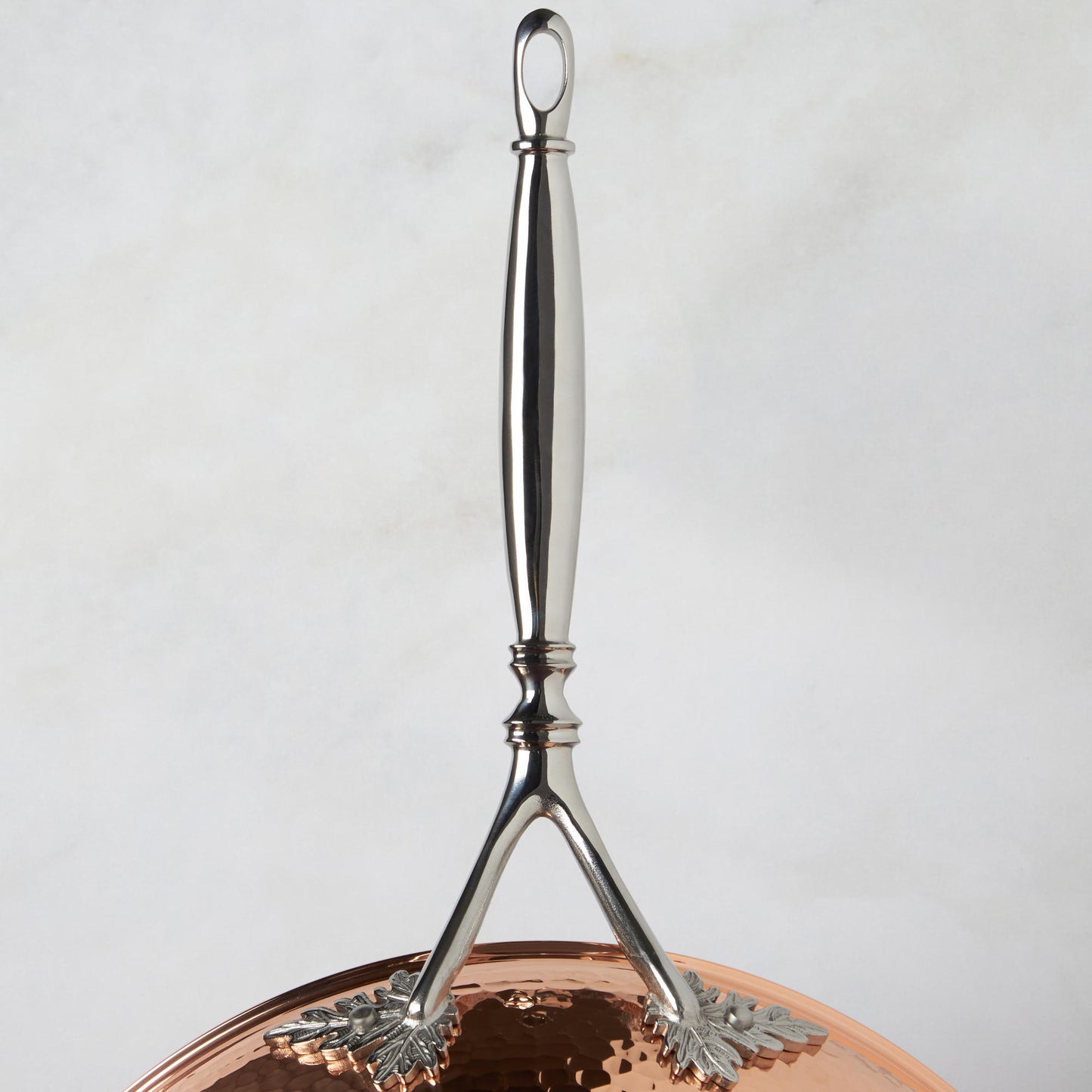 Beautiful  stainless steel long stick handle decorated with delicate leaves  cookware by Ruffoni