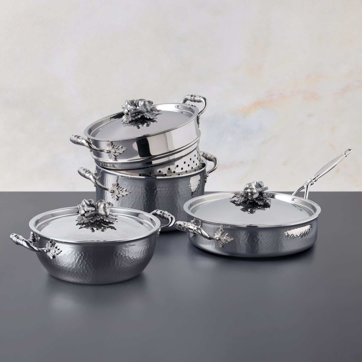 7 Piece Garlic Lovers Set  Opus Prima hammered-clad stainless