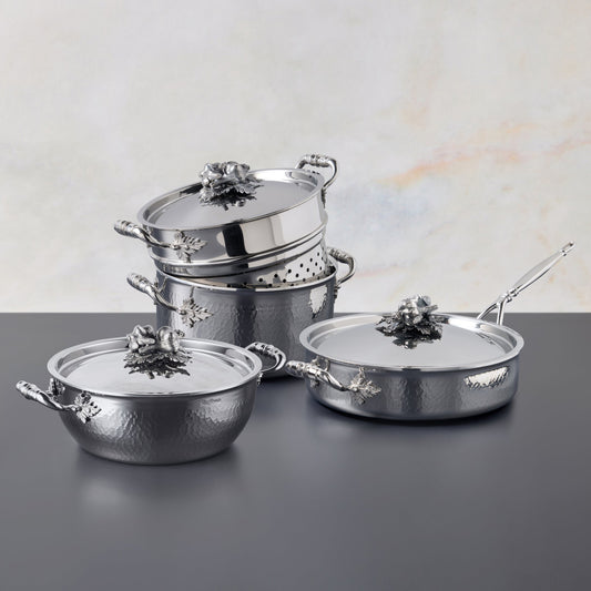 7 Piece Garlic Lovers Set  Opus Prima hammered-clad stainless
