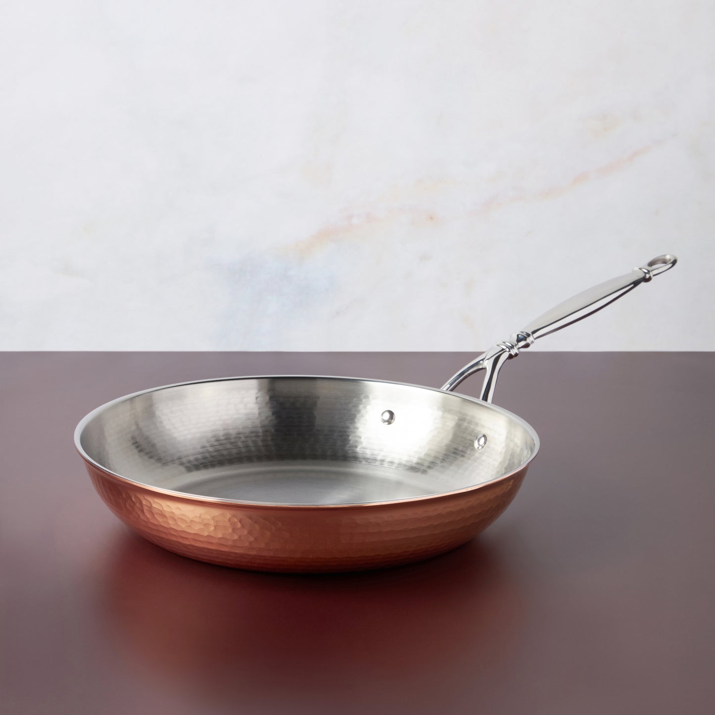 10" frying pan hammered copper  with stainless steel lining  from Ruffoni