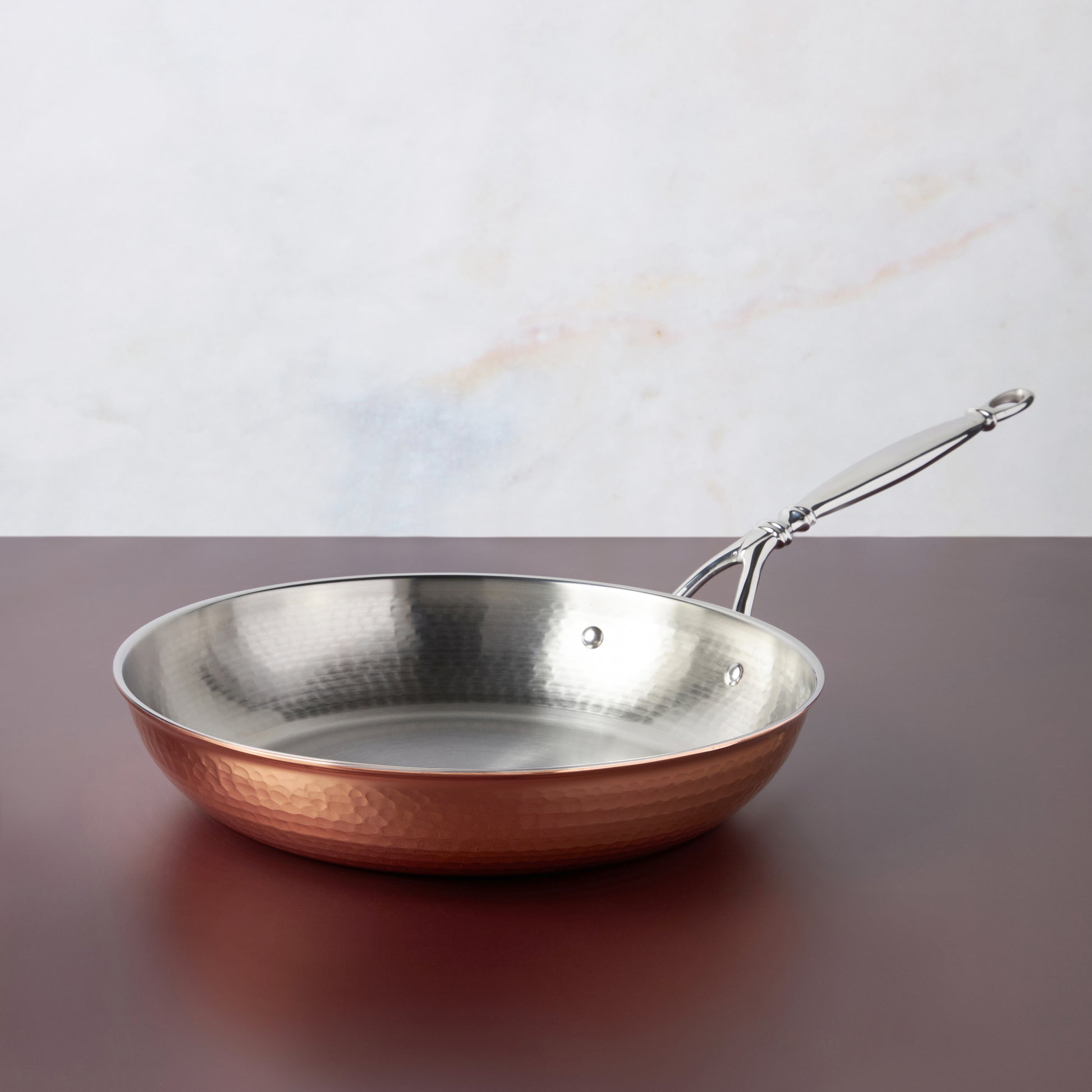 10" frying pan hammered copper  with stainless steel lining  from Ruffoni