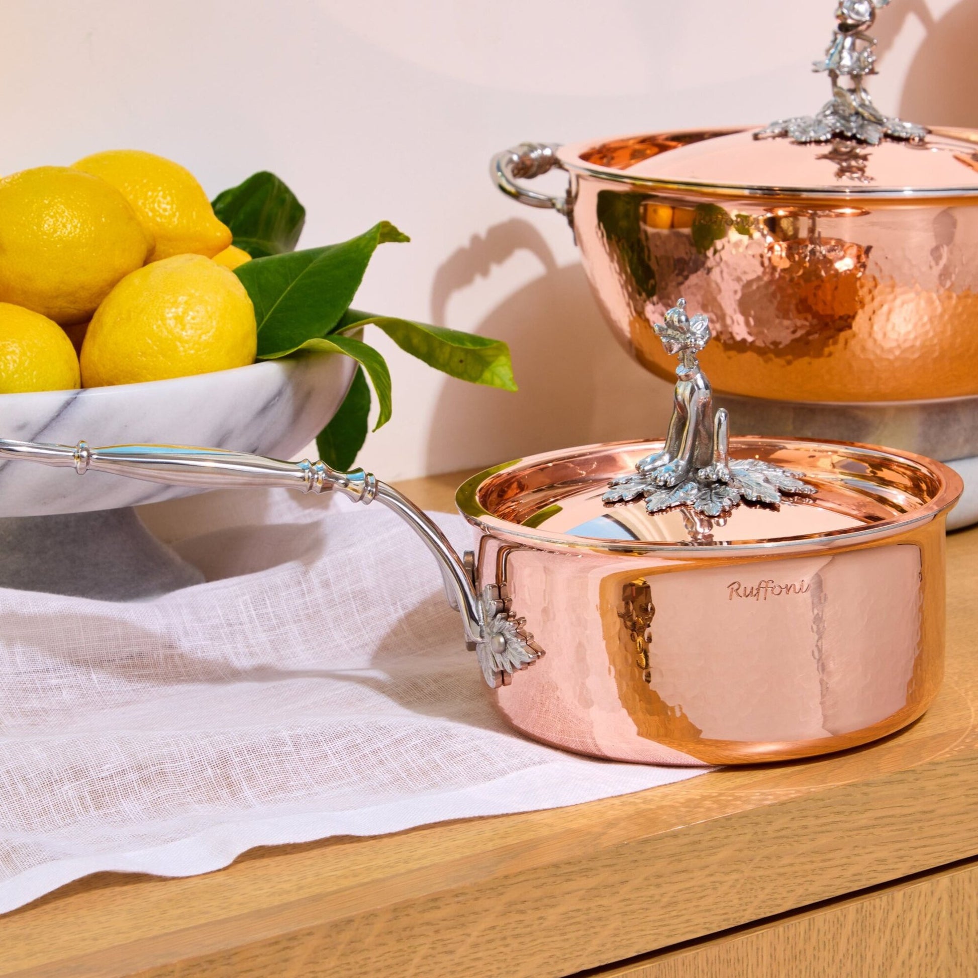 hammered copper with stainless steel lining and decorated stainless steel Pluto and Minnie Mouse knob from Ruffoni