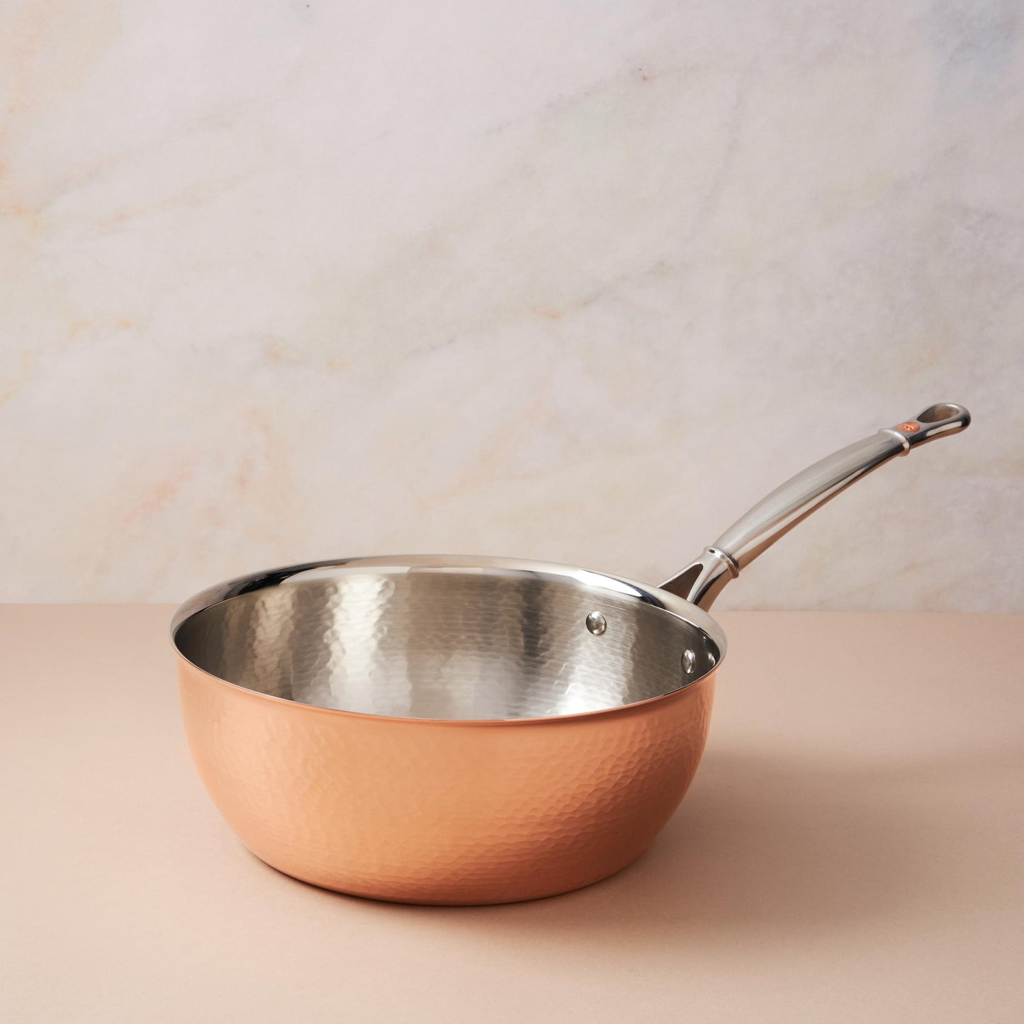 Chef's pan in hammered copper with stainless steel lining from Ruffoni