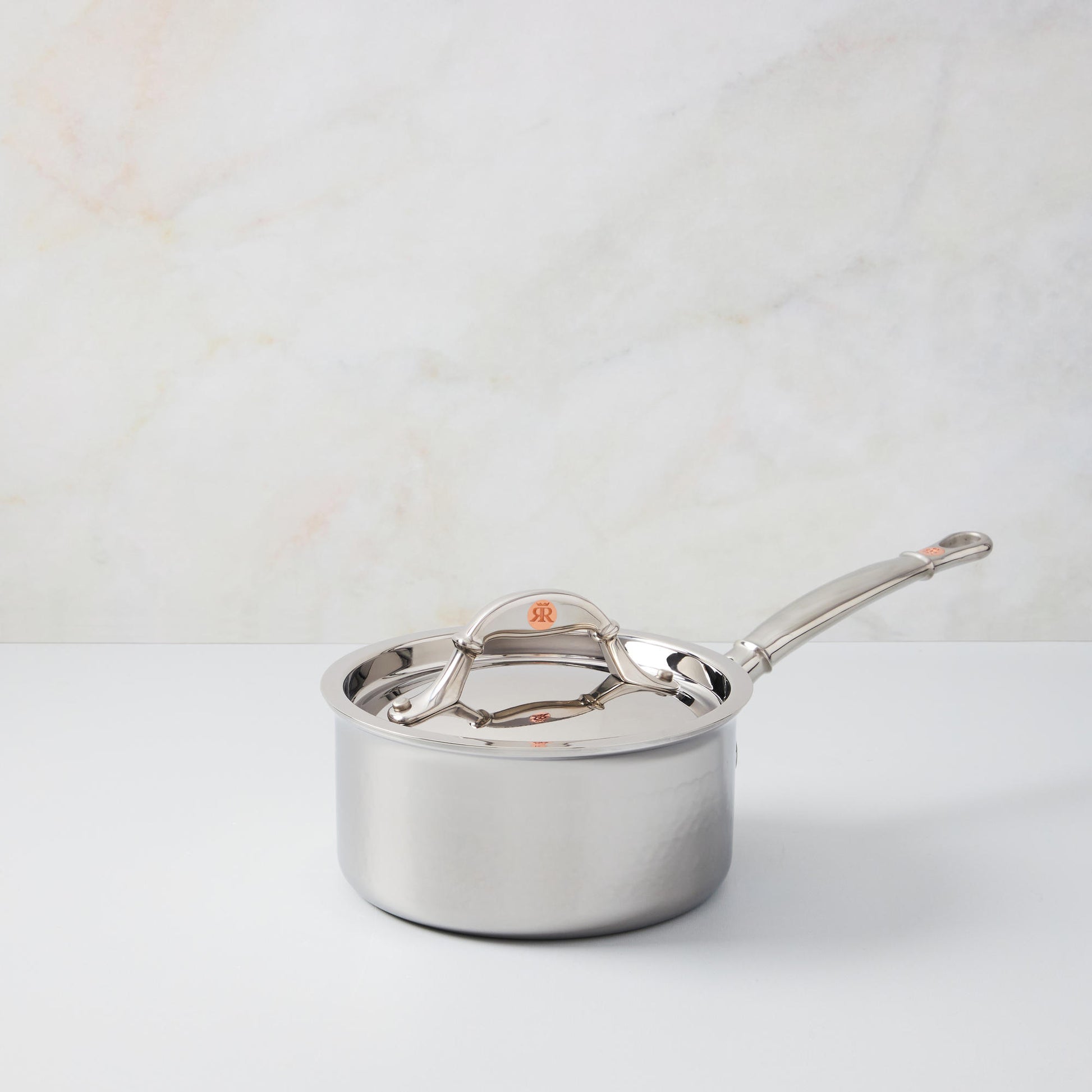 Hammered clad stainless steel saucepan with lid from Ruffoni