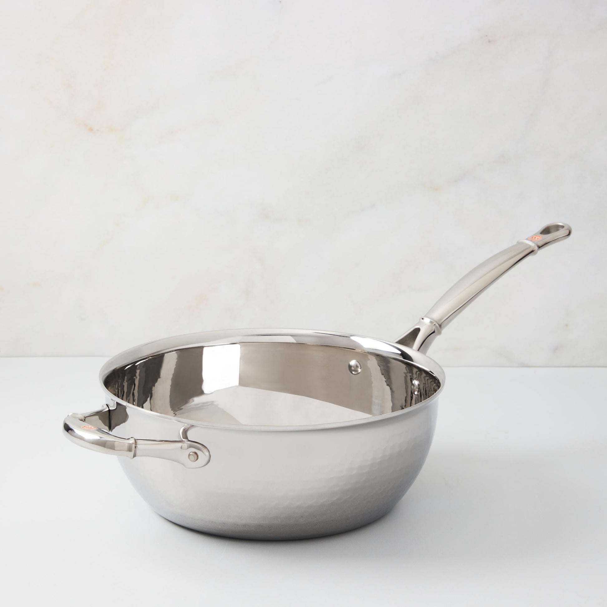 Hammered clad stainless steel  chef's pan with lid from Ruffoni