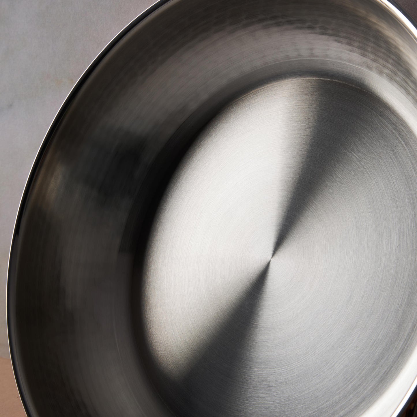 Sunray polished and hammered stainless steel lining in saucepan from Ruffoni