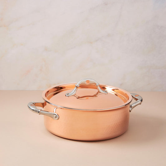 Braiser  with lid in hammered copper with stainless steel lining from Ruffoni